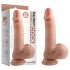 Dwuwarstwowy dildos z jądrami 18cm - realistyczny, przyssawka, naturalny