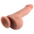 Dwuwarstwowy dildos z jądrami 18cm - realistyczny, przyssawka, naturalny