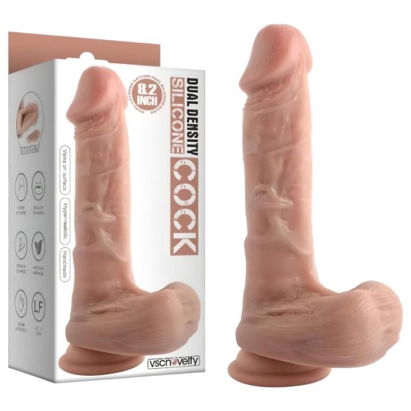 Dual Density - dildo realistyczne z jądrami - przyssawka - 20cm - cielisty
