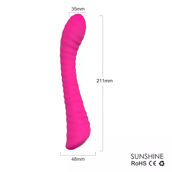 Sex HD Sunshine - wibrator do punktu G ładowany USB - żebrowany - różowy