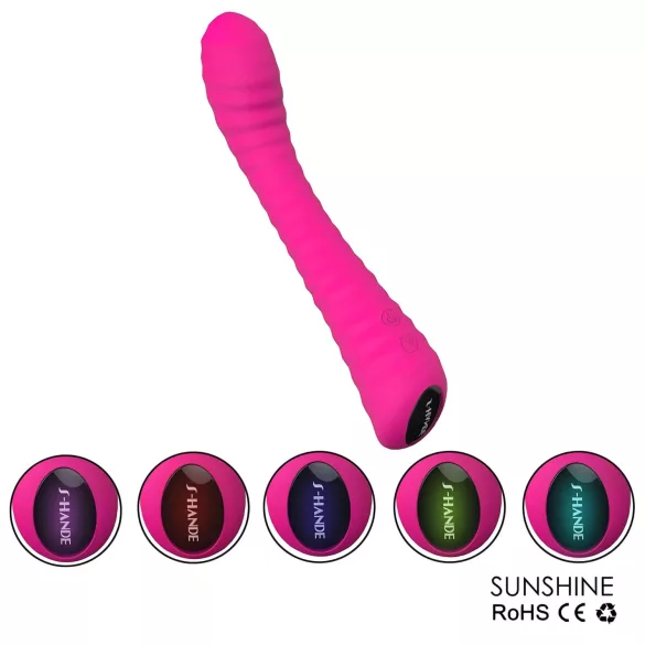 Sex HD Sunshine - wibrator do punktu G ładowany USB - żebrowany - różowy