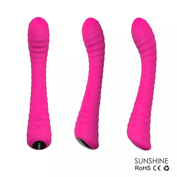 Sex HD Sunshine - wibrator do punktu G ładowany USB - żebrowany - różowy
