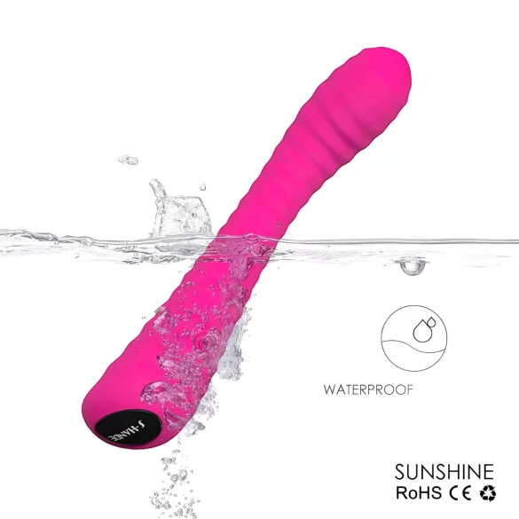 Sex HD Sunshine - wibrator do punktu G ładowany USB - żebrowany - różowy
