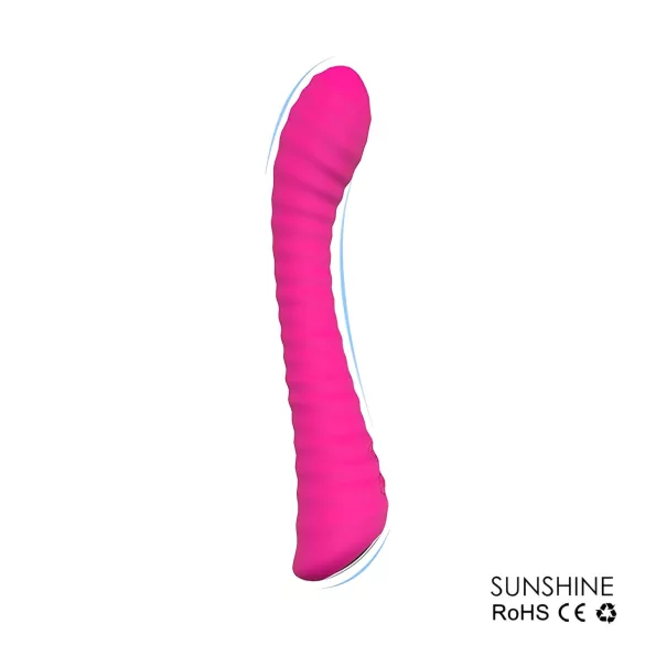 Sex HD Sunshine - wibrator do punktu G ładowany USB - żebrowany - różowy