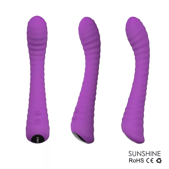 Sex HD Sunshine - wibrator do punktu G z ładowaniem USB - żłobiony - fioletowy