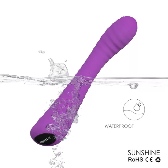 Sex HD Sunshine - wibrator do punktu G z ładowaniem USB - żłobiony - fioletowy