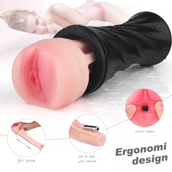 Sex HD Marcus - realistyczna sztuczna wagina w etui - czarna, cielista