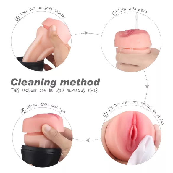 Sex HD Marcus - realistyczna sztuczna wagina w etui - czarna, cielista