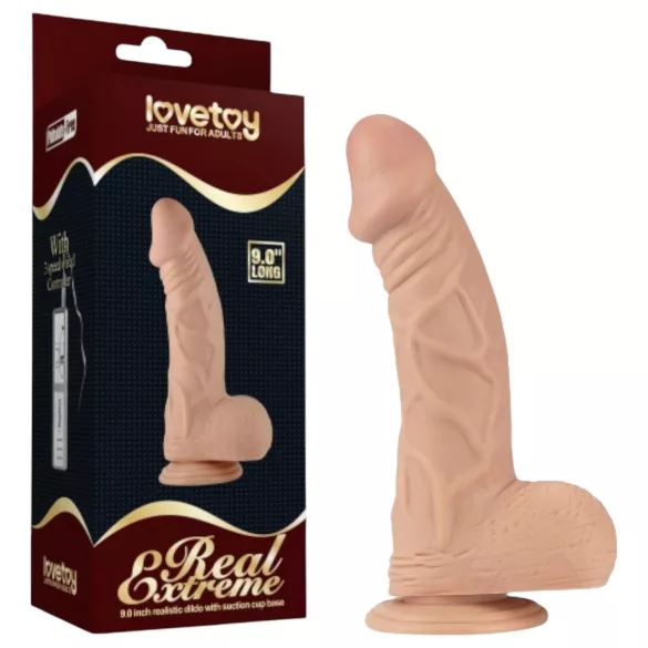 Lovetoy Real Extreme - dildo z przyssawką - 23 cm - realistyczny - beżowy