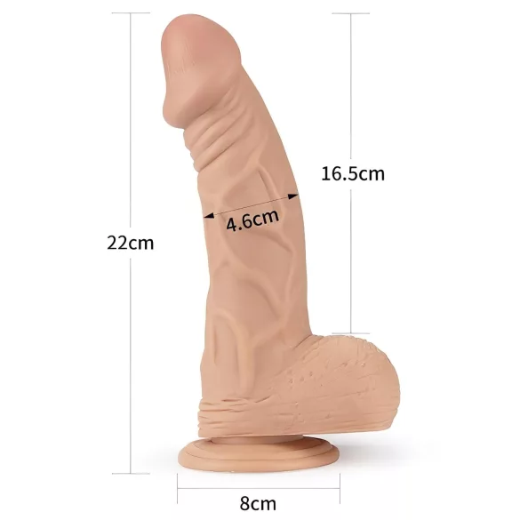Lovetoy Real Extreme - dildo z przyssawką - 23 cm - realistyczny - beżowy
