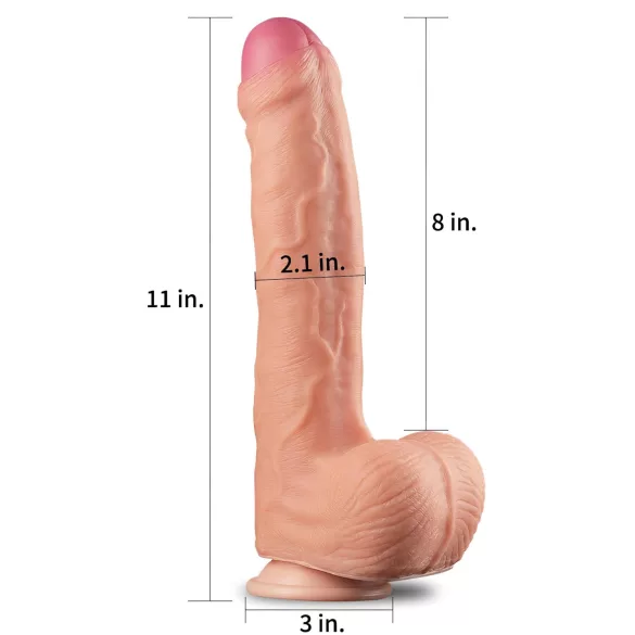 Lovetoy Nature Cock - realistyczny dildo dwuwarstwowy - 28cm - beżowy