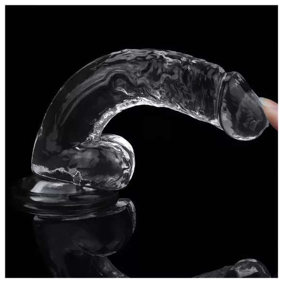 Lovetoy Flawless Clear - dildo z przyssawką - 19 cm - przezroczysty