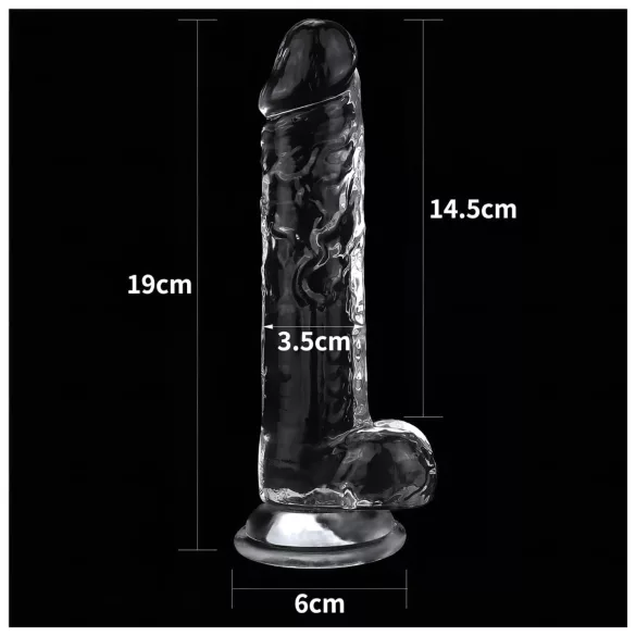 Lovetoy Flawless Clear - dildo z przyssawką - 19 cm - przezroczysty