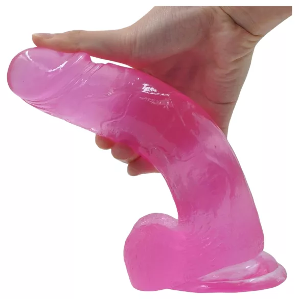 Lovetoy - dildo z przyssawką - różowy żelowy - 20 cm