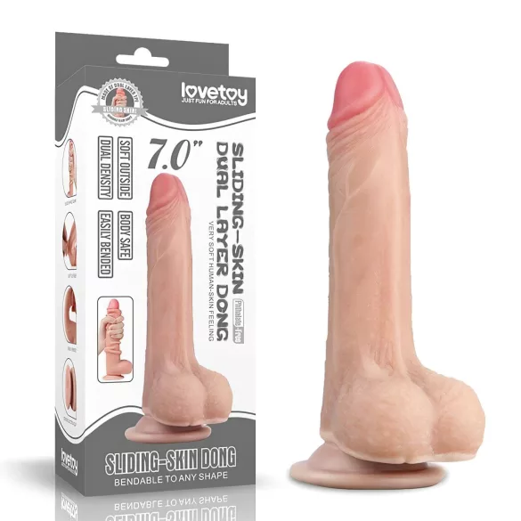 Lovetoy - dildo realistyczne - podwójna warstwa - 18 cm - kolor naturalny
