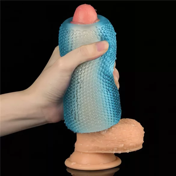 Lovetoy - masturbator dwustronny - żebrowany - niebieski