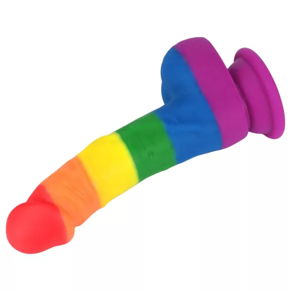 Lovetoy Prider - realistyczny dildo silikonowy - 19 cm - tęczowy