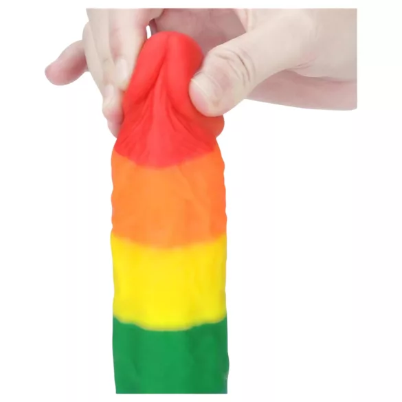 Lovetoy Prider - realistyczny dildo silikonowy - 19 cm - tęczowy