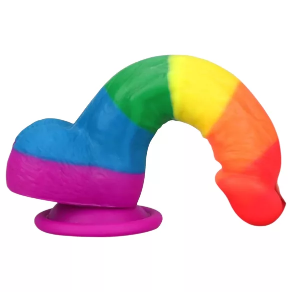 Lovetoy Prider - realistyczny dildo silikonowy - 19 cm - tęczowy