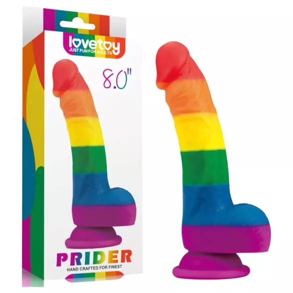Lovetoy Prider - realistyczny dildo silikonowy - 19 cm - tęczowy