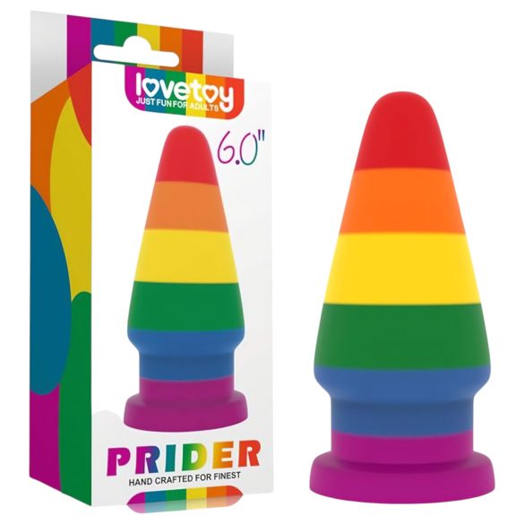 Lovetoy Prider - korek analny - duży - silikonowy - tęczowy - 15 cm