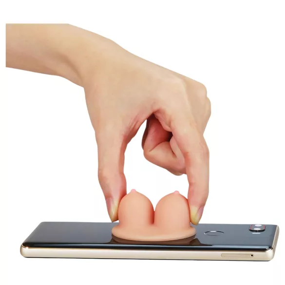 Lovetoy - uchwyt na telefon z przyssawką - piersi - beżowy