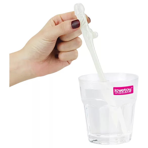 Lovetoy - słomka z penisem świecąca - biała