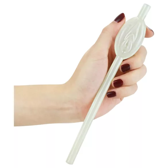 Lovetoy - słomka w kształcie waginy - świecąca - biała