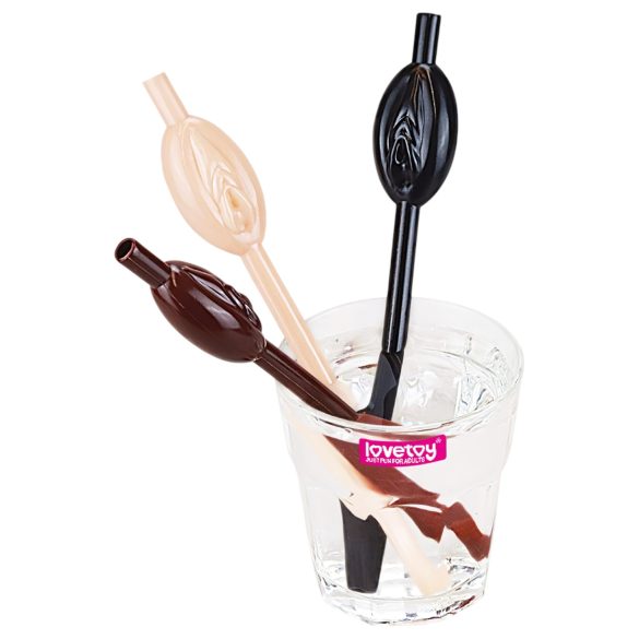 Lovetoy - słomki w kształcie waginy - zestaw naturalny brązowy czarny