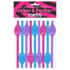   Lovetoy - słomki z motywem waginy - różowy/niebieski/fioletowy