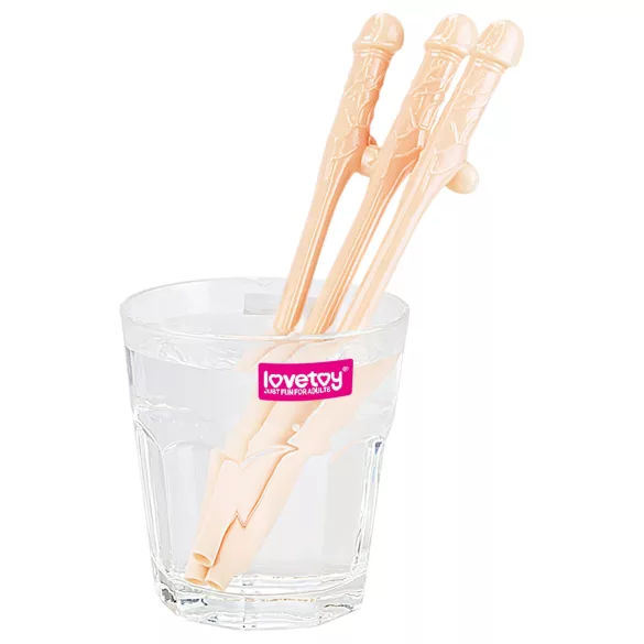 Lovetoy - słomka penis realistyczny - beżowy