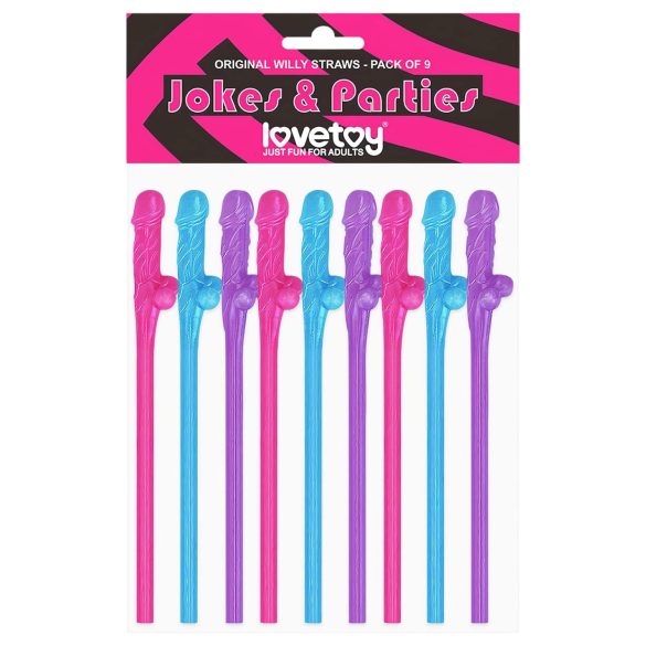 Lovetoy - realistyczna słomka w kształcie penisa (różowy-niebieski-fioletowy)