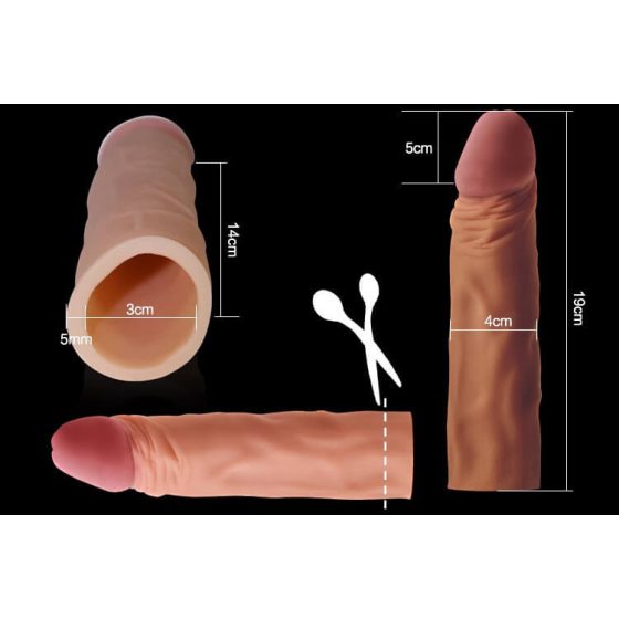 Lovetoy Pleasure X-tender - peleryna na penisa - 19 cm (naturalna)