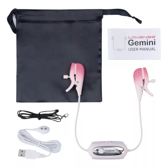 Lovense Gemini - wibracyjne klamerki na sutki sterowane aplikacją (różowe)