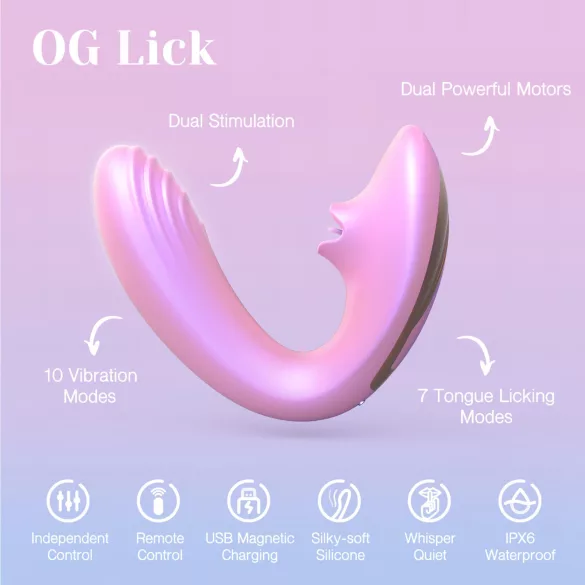 Tracy's Dog OG Lick - wibrator do punktu G i stymulator łechtaczki - różowy