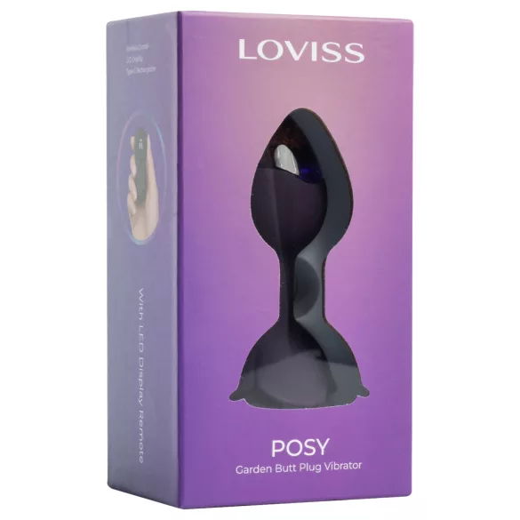 LOVISS Flower - wibrujący analny stymulator z pilotem (fioletowy)