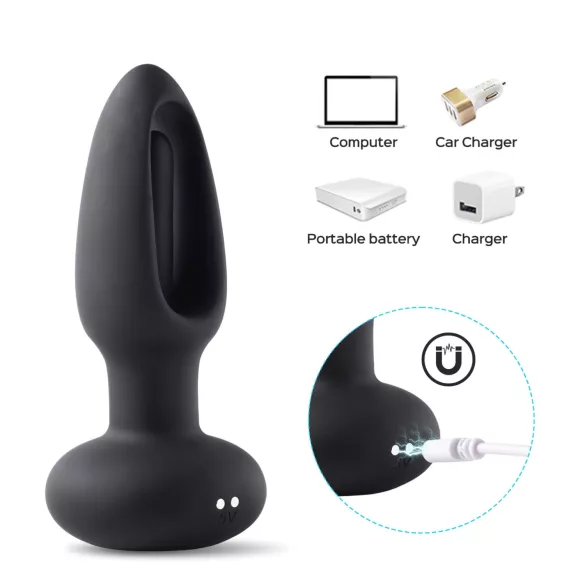 Honey Play Box Snuggy - wibrator analny z języczkiem - czarny