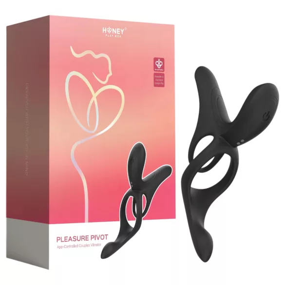 Honey Play Box Pleasure Pivot - wibrujący pierścień na penisa i jądra sterowany aplikacją, dla mężczyzn (czarny)