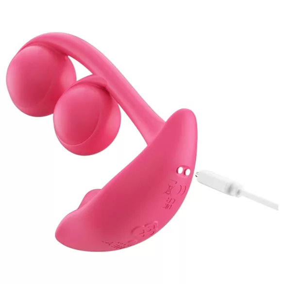 Honey Play Box Melody - wibrujący masażer 2w1 z perełkami - silikon czerwony
