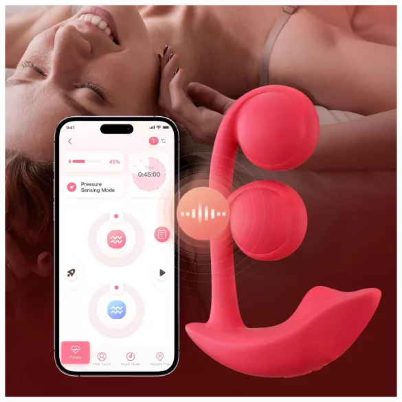 Honey Play Box Melody - wibrujący masażer 2w1 z perełkami - silikon czerwony
