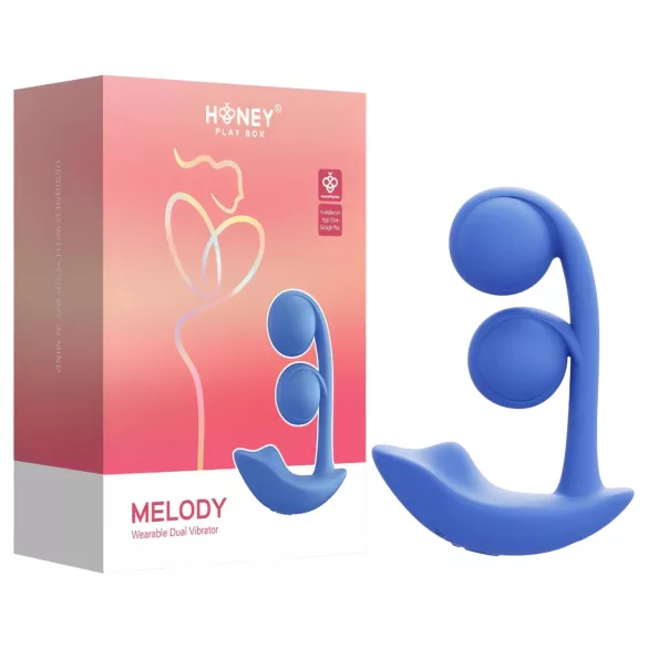Honey Play Box Melody - wibrator 2w1 z perełkami - silikon niebieski