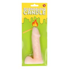 Scandalous - świeca - penis z jądrami - naturalna (133g)
