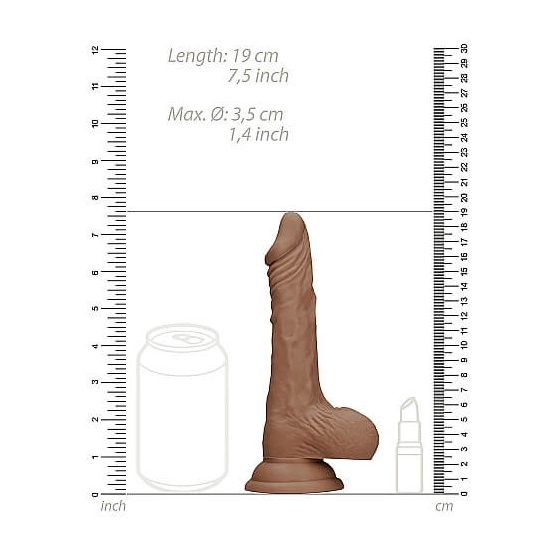 RealRock Dong 7 - realistyczne dildo z jądrami (17 cm) - ciemny naturalny