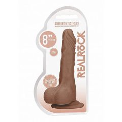   RealRock Dong 8 - realistyczne dildo z jądrami (20 cm) - ciemny naturalny