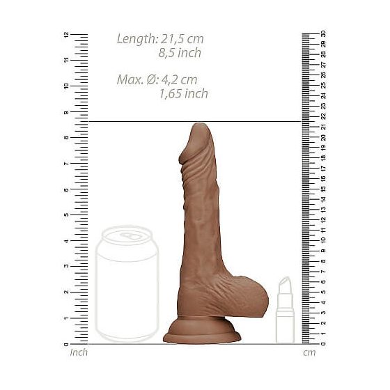 RealRock Dong 8 - realistyczne dildo z jądrami (20 cm) - ciemny naturalny