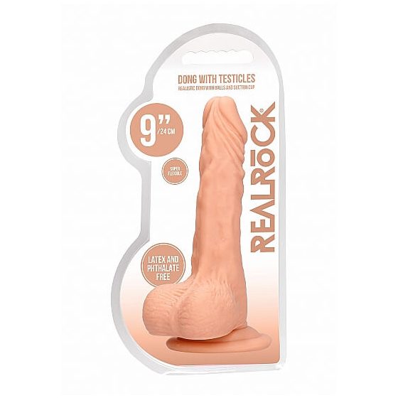 RealRock Dong 9 - realistyczne dildo z jądrami (23 cm) - naturalne