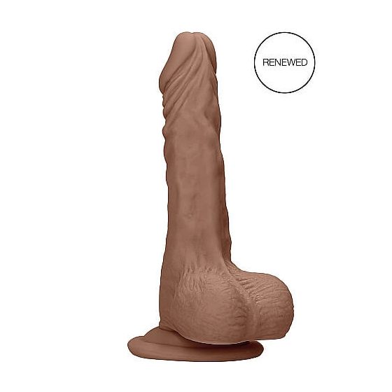 RealRock Dong 9 - realistyczne dildo z jądrami (23 cm) - ciemny naturalny