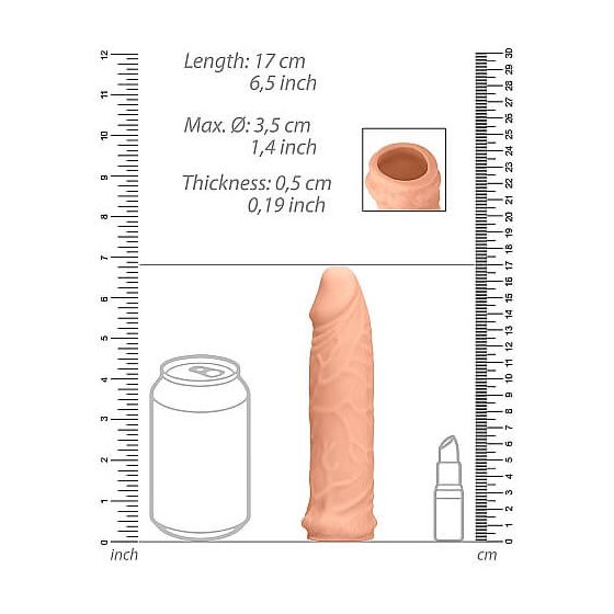 RealRock Penis Sleeve 6 - pochwa na penisa (17 cm) - naturalna