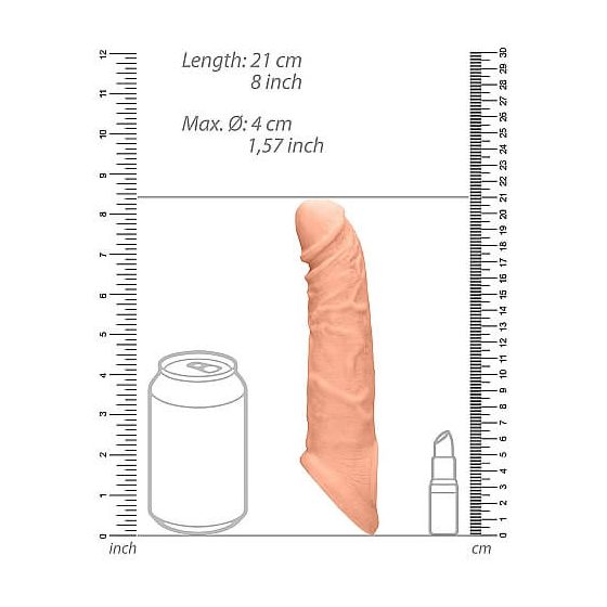 RealRock Penis Sleeve 8 - pochwa na penisa (21 cm) - naturalna