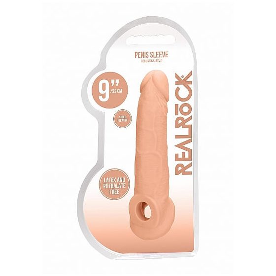 RealRock Penis Sleeve 9 - pochwa na penisa (21,5cm) - naturalna